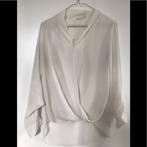 Solid Surplice High/Low Blouse
